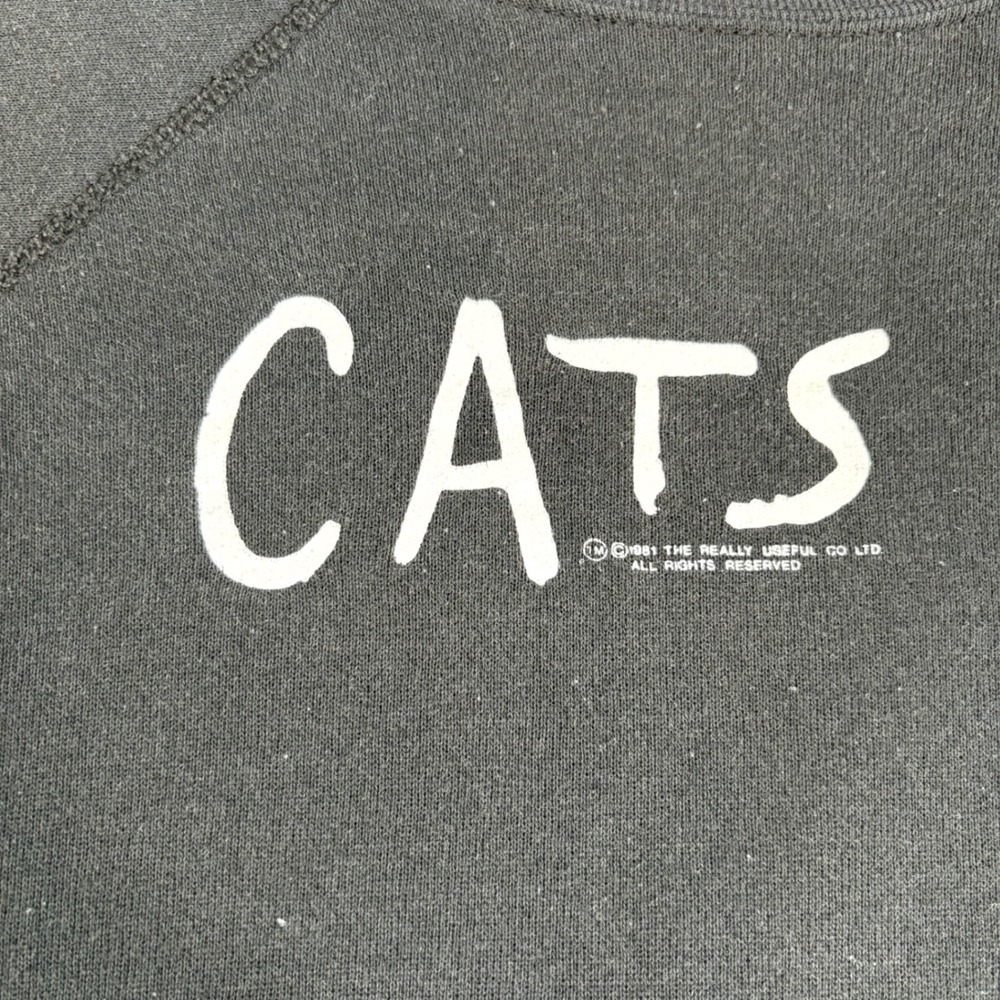 Cats Musical Mens L Black Sweatshirt Vintage 80s Tultex Maximum Sweats USA Made - Picture 5 of 10